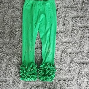 Green Boutique Pants with Ruffles